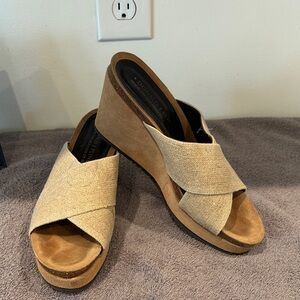Donald J. Pliner Beige and Brown Wedge Sandals